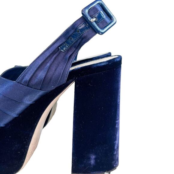 Miu Miu Navy Velvet and Satin Platform Heels Size 38 - Picture 5 of 7